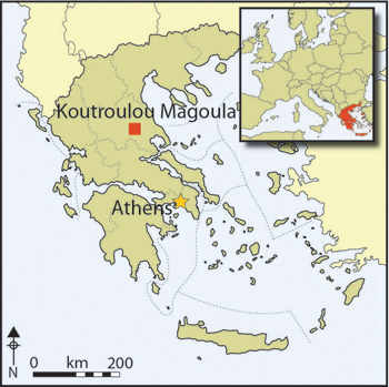Kultury neolityczne i megalityczne - mapy - figure1. Mapa lokalizacji osiedla neolitycznego  w Grecji - Tesalia.jpg