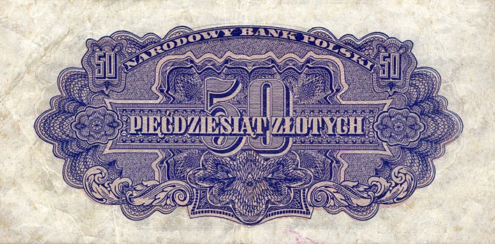 Banknoty Monety Numizmatyka Filatelistyka - PolandP115a-50Zlotych-1944-donatedtj_b.jpg
