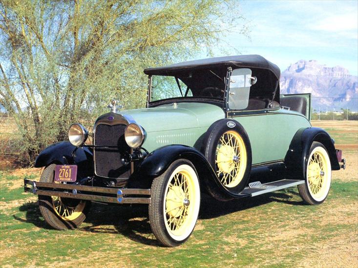 samochody - 1929 Ford Model A Roadster Light Green  Black.jpg