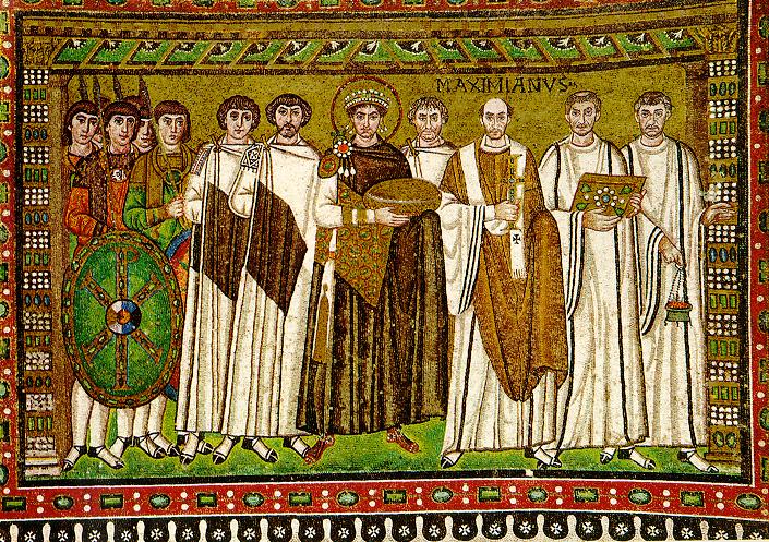 Pierwsze wieki chrześcijaństwa - architektura, sztuka - obrazy - Justinian_mosaik_ravenna.jpg