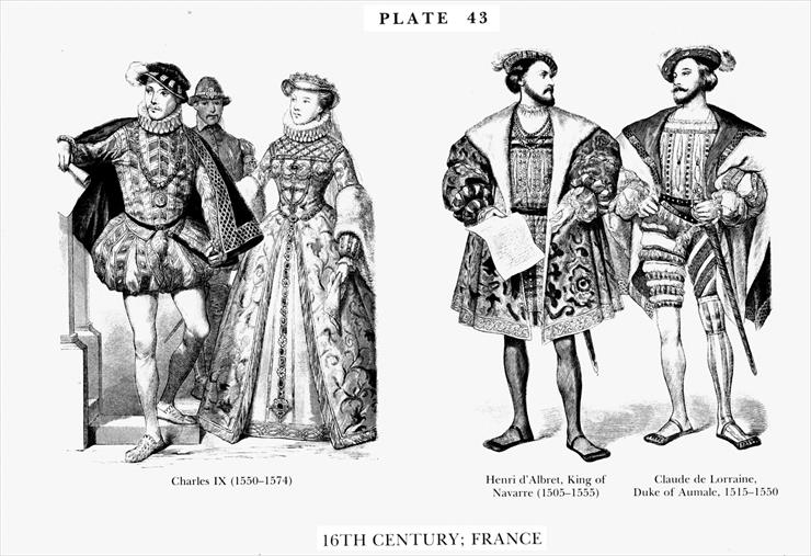 Moda z dawnych wieków - Planche 43b XVI Sicle, France, 16Th Century France.jpg