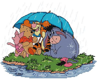 Hafty krzyżykowe - Disney Winnie The Pooh D31 Rainy Day.JPG