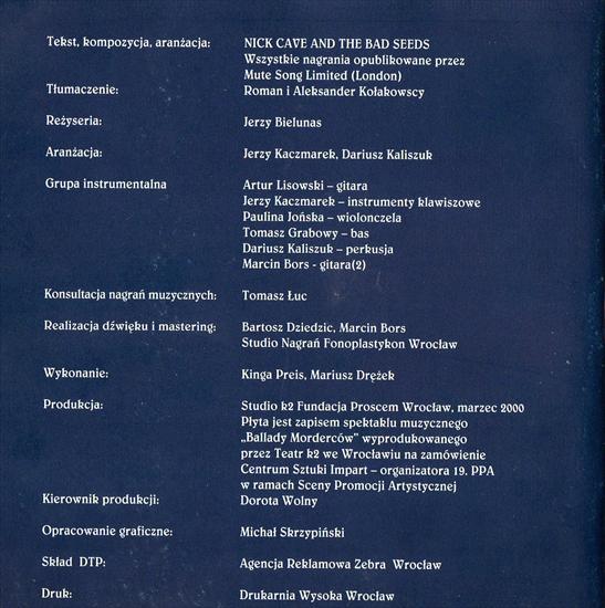 Kinga Preis i Mariusz Drezek - Ballady mordercow 1998 - Inside.jpg